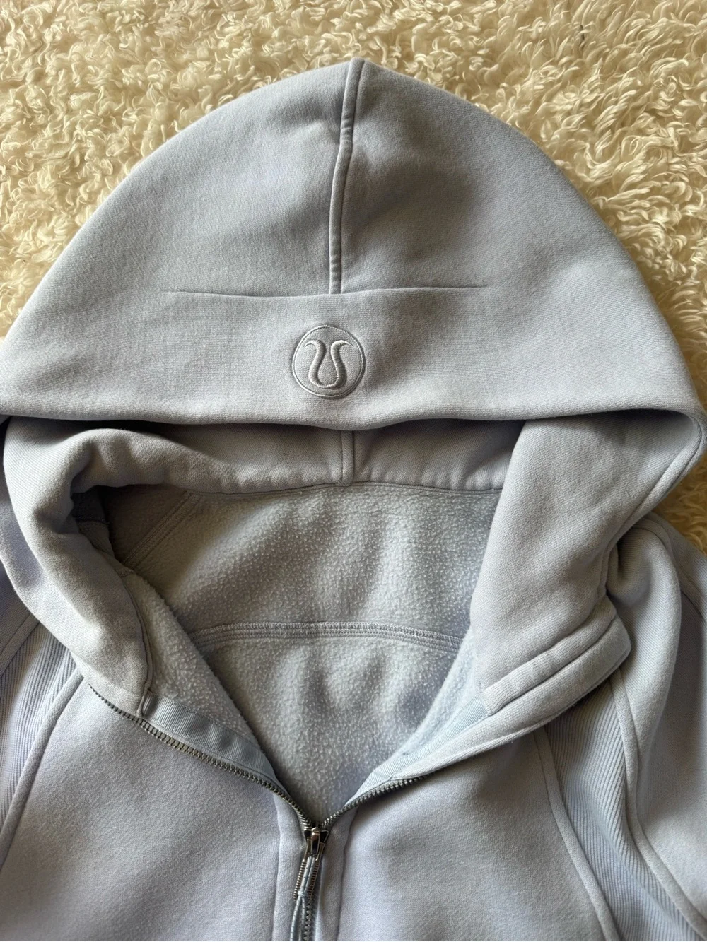Lululemon Scuba Oversized Full Zip Hoodie Sweatshirt in Blue Linen Size M/L